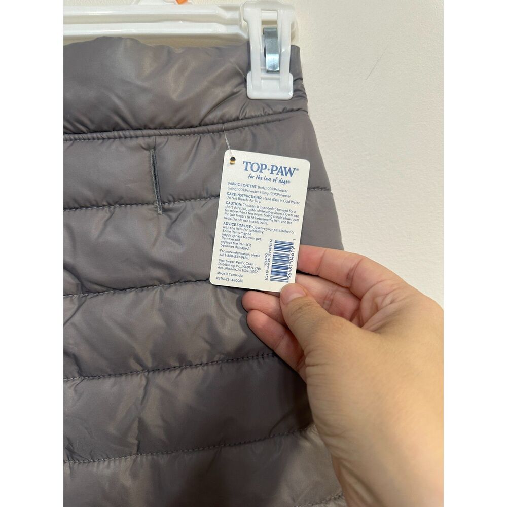 Top Paw Gray Quilted Dog Puffer Jacket Size Medium NWT Winter Outdoor